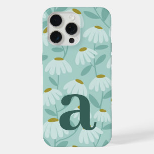 Blue Daisies Floral Initial Monogram Pattern iPhone 15 Pro Max Case