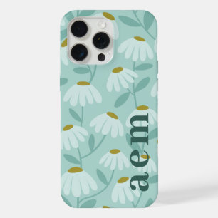 Blue Daisies Floral Initials Monogram Pattern  iPhone 15 Pro Max Case