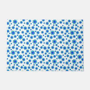 Blue Daisies Floral Repeating Daisy Pattern Doormat
