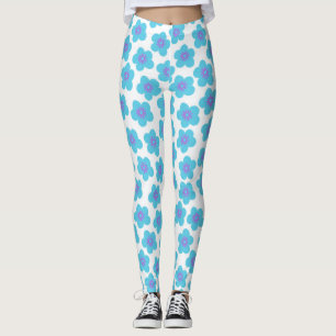 Blue Daisies Happy Comfy Wear Leggings