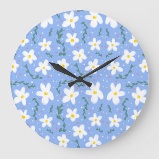 Blue Daisies  Large Clock