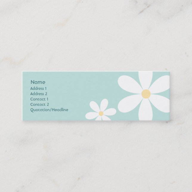 Blue Daisies - Skinny Mini Business Card (Front)