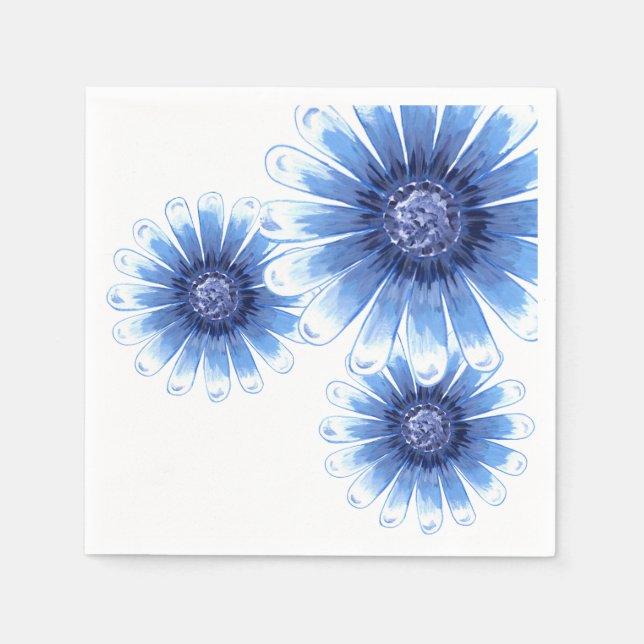 Blue Daisy 3 Flower Napkin (Front)