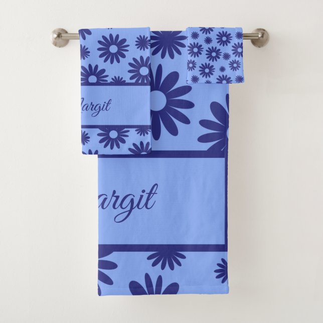 Blue Daisy  Bath Towel Set (Insitu)