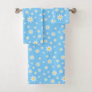 Blue Daisy Bath Towel Set
