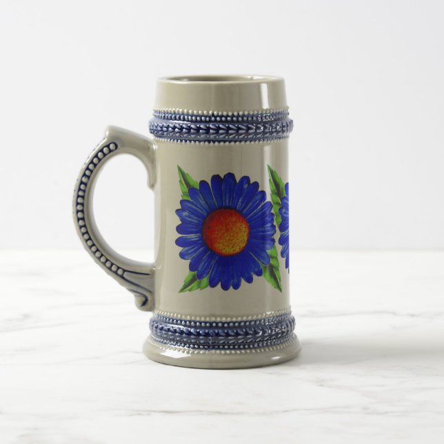 Blue Daisy Beer Stein (Left)