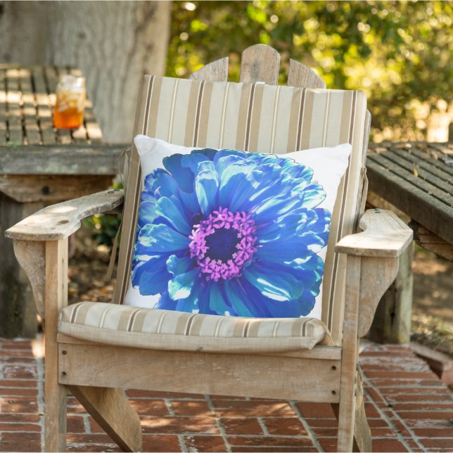 Blue daisy blue floral photo cushion (Chair)