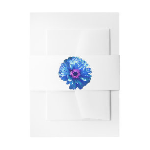 Blue daisy blue floral photo invitation belly band