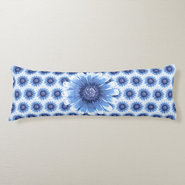 Blue Daisy Body Pillow (Front)