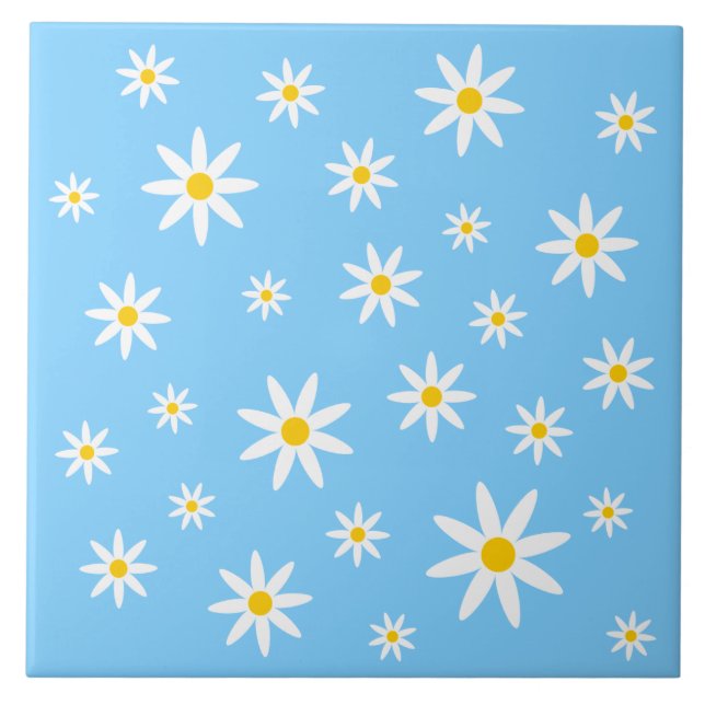 Blue Daisy Ceramic Tile (Front)