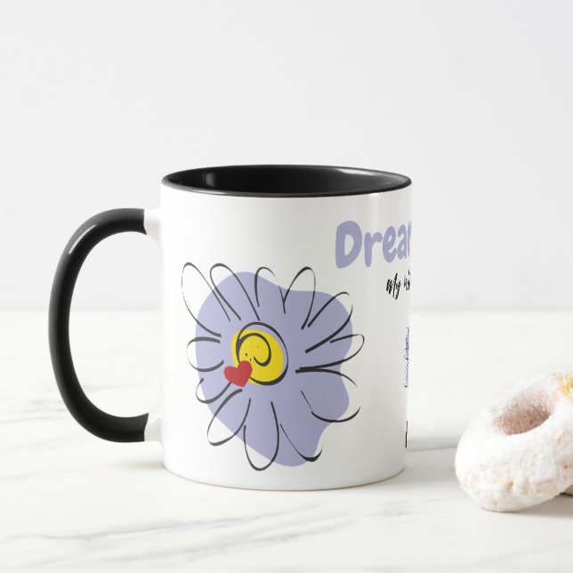 Blue Daisy, Dream Lover, Valentine Gift Mug (With Donut)