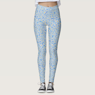 Blue Daisy Floral Pattern Leggings