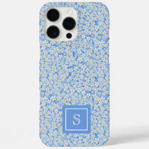 Blue Daisy Floral Pattern Personalised iPhone 16 Pro Max Case