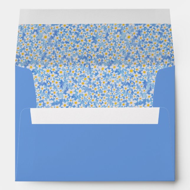 Blue Daisy Floral Pattern Personalised Envelope (Back (Bottom))