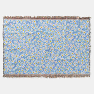 Blue Daisy Floral Pattern Throw Blanket