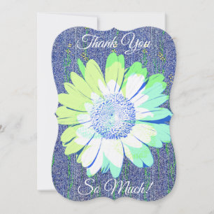 Blue Daisy Flower Art Thank You Flat Card