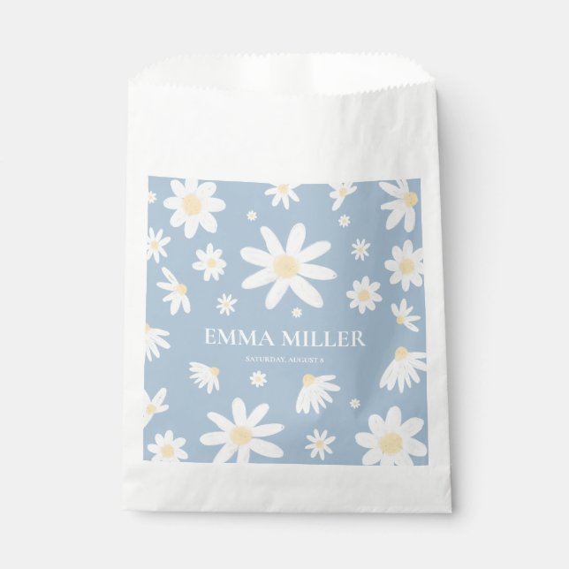 Blue Daisy Flower Favour Bags (Front)