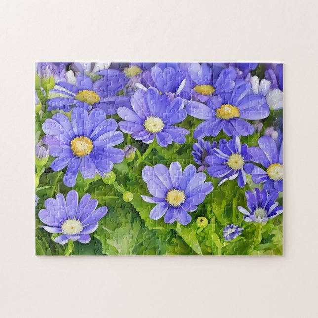 Blue Daisy Flower Garden Art Puzzle (Horizontal)
