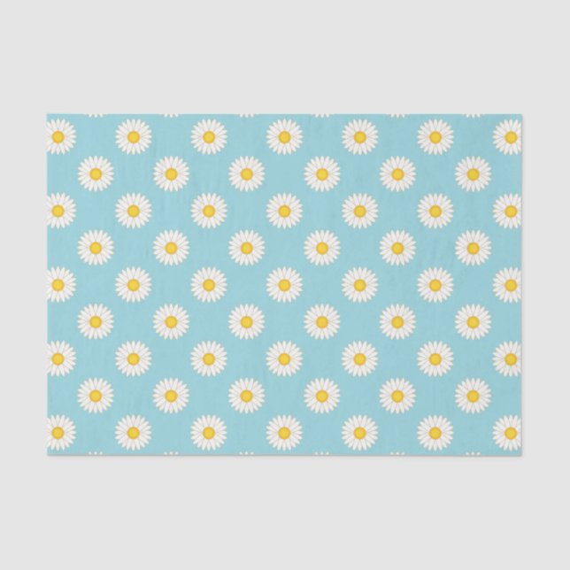 Blue Daisy Flower Pattern Tissue Paper (Front)