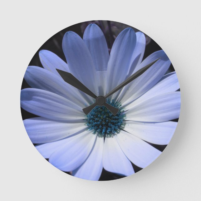Blue Daisy Flower Wall Clock (Front)