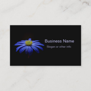 Blue Daisy Gerbera Flower on a Black background Business Card