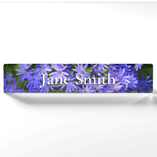 Blue Daisy-like Flowers Nature Photography Nameplate