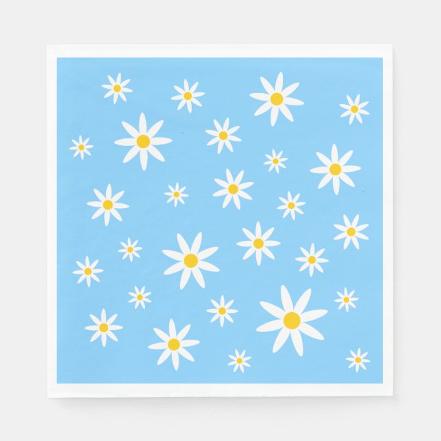 Blue Daisy Paper Napkins (Front)