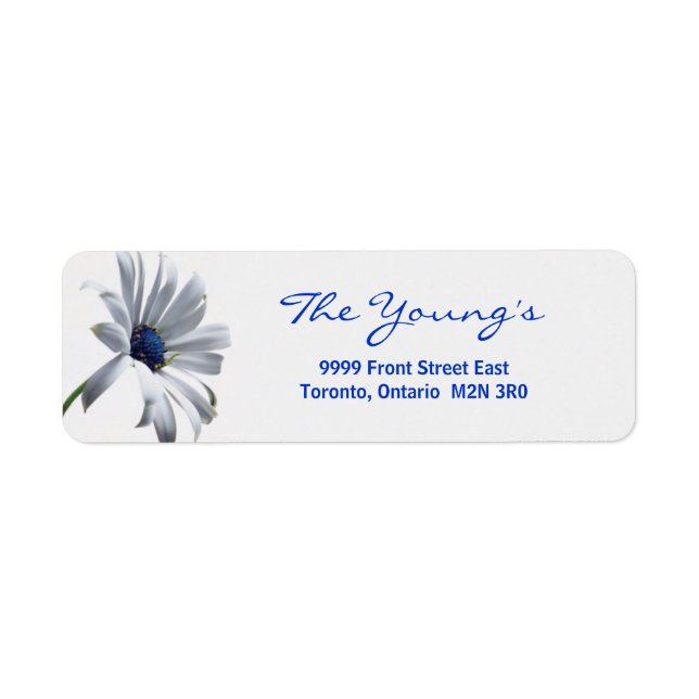 Blue Daisy Return Address Label - Customise (Front)