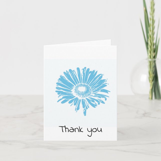 Blue Daisy Stamp Thank You Card (Front)