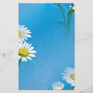 blue daisy stationery