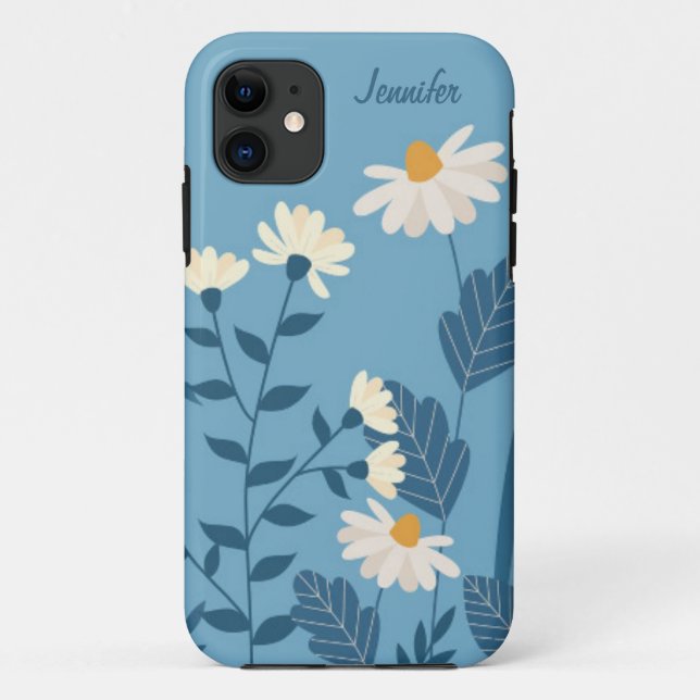 Blue Daisy Theme Personalised Phone Case Floral (Back)