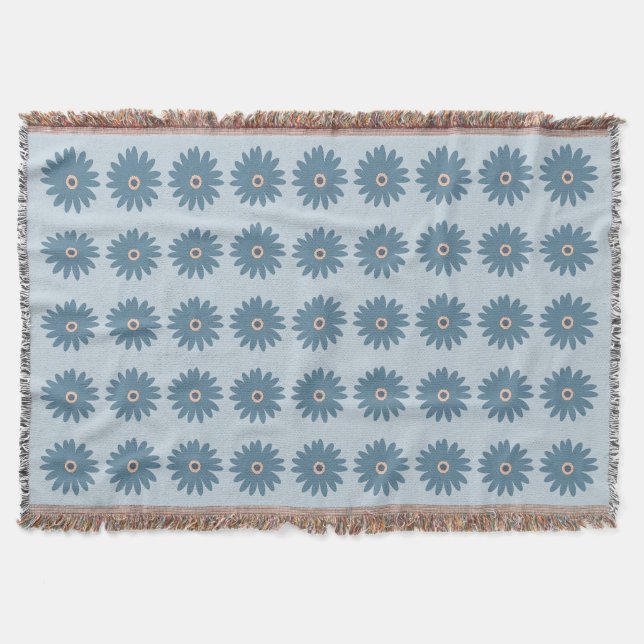 Blue Daisy Throw Blanket (Front)