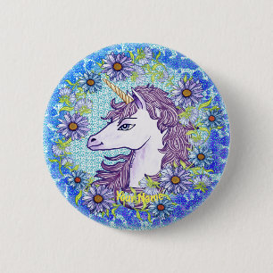 Blue Daisy Unicorn  pin