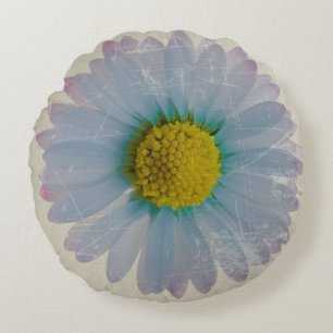 Blue Daisy - Vintage Flower Decor Round Cushion