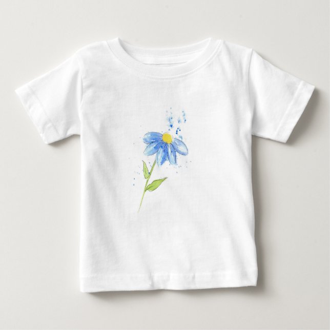 Blue Daisy Watercolor  Baby T-Shirt (Front)