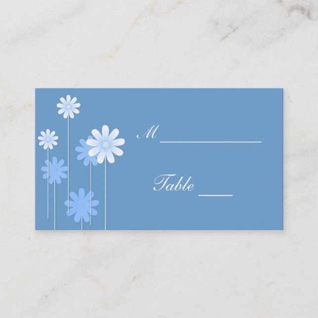 Blue Daisy Wedding Place Card Holders (Front)