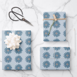Blue Daisy Wrapping Paper Sheet