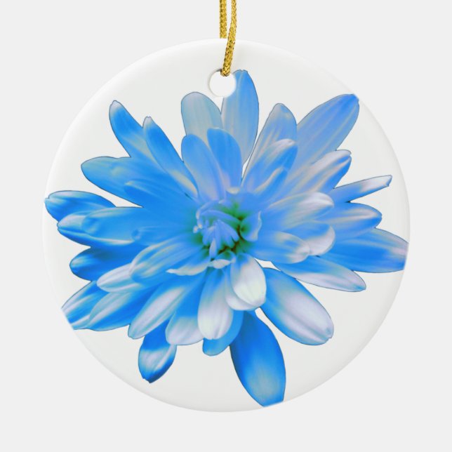 Blue daisy, zinnia, sunflower  ceramic tree decoration (Front)