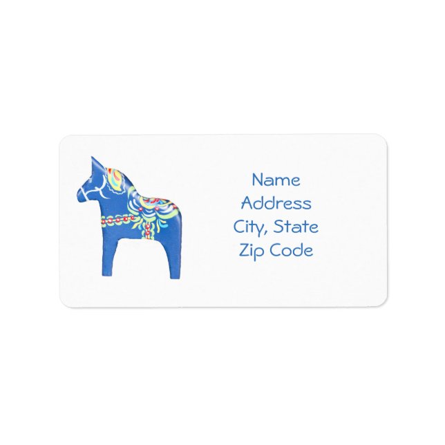 Blue Dala Horse Address Labels (Front)