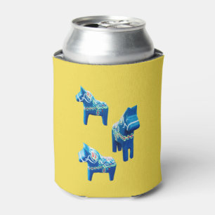 Blue Dala Horse Can Cooler