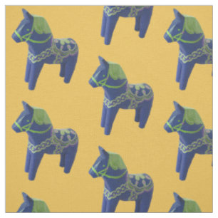 Blue dala horse fabric