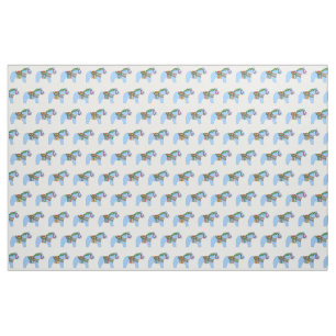 Blue Dala Horse Fabric