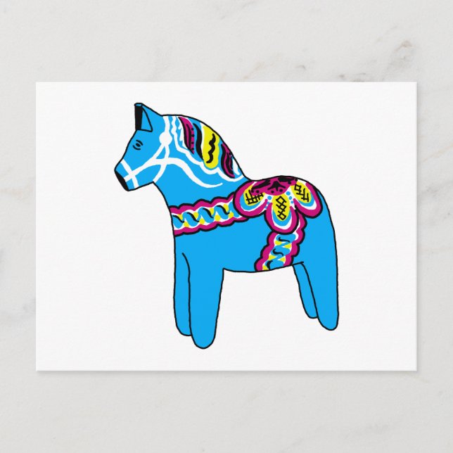 Blue Dala Horse Postcard (Front)