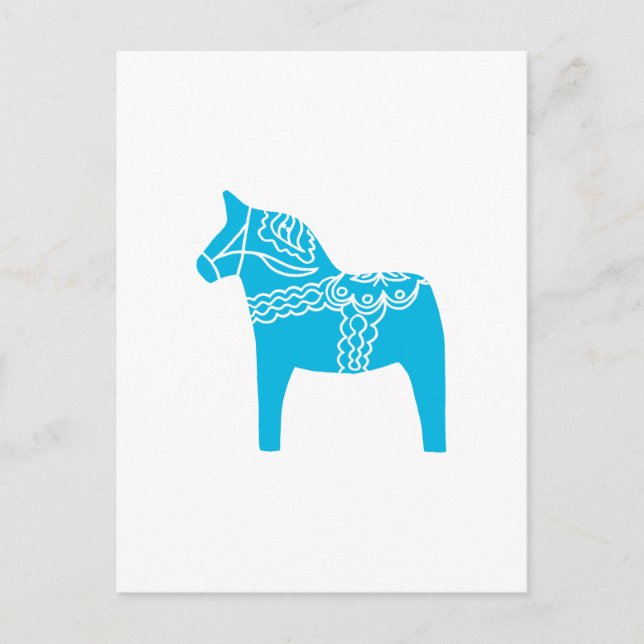 Blue Dala Horse Postcard (Front)