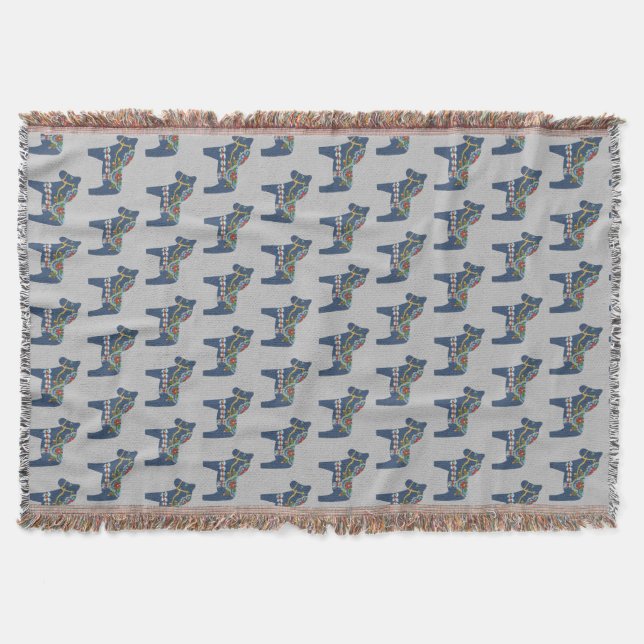 Blue Dala Horse Throw Blanket (Front)