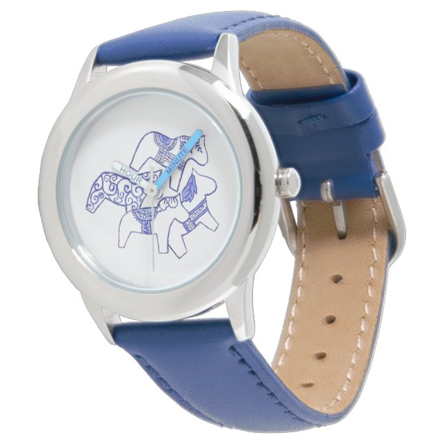 Blue Dala Horse Watch (Angled)