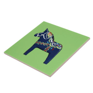 Blue Dala Horses Tile