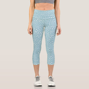 Blue Dalmatian Spots, Dalmatian Dots, Dotted Print Capri Leggings