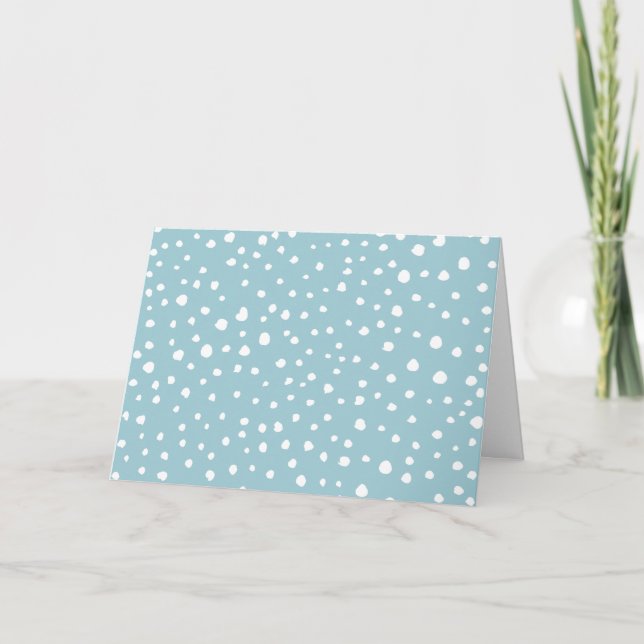 Blue Dalmatian Spots, Dalmatian Dots, Dotted Print Card (Front)