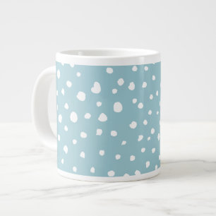 Blue Dalmatian Spots, Dalmatian Dots, Dotted Print Large Coffee Mug